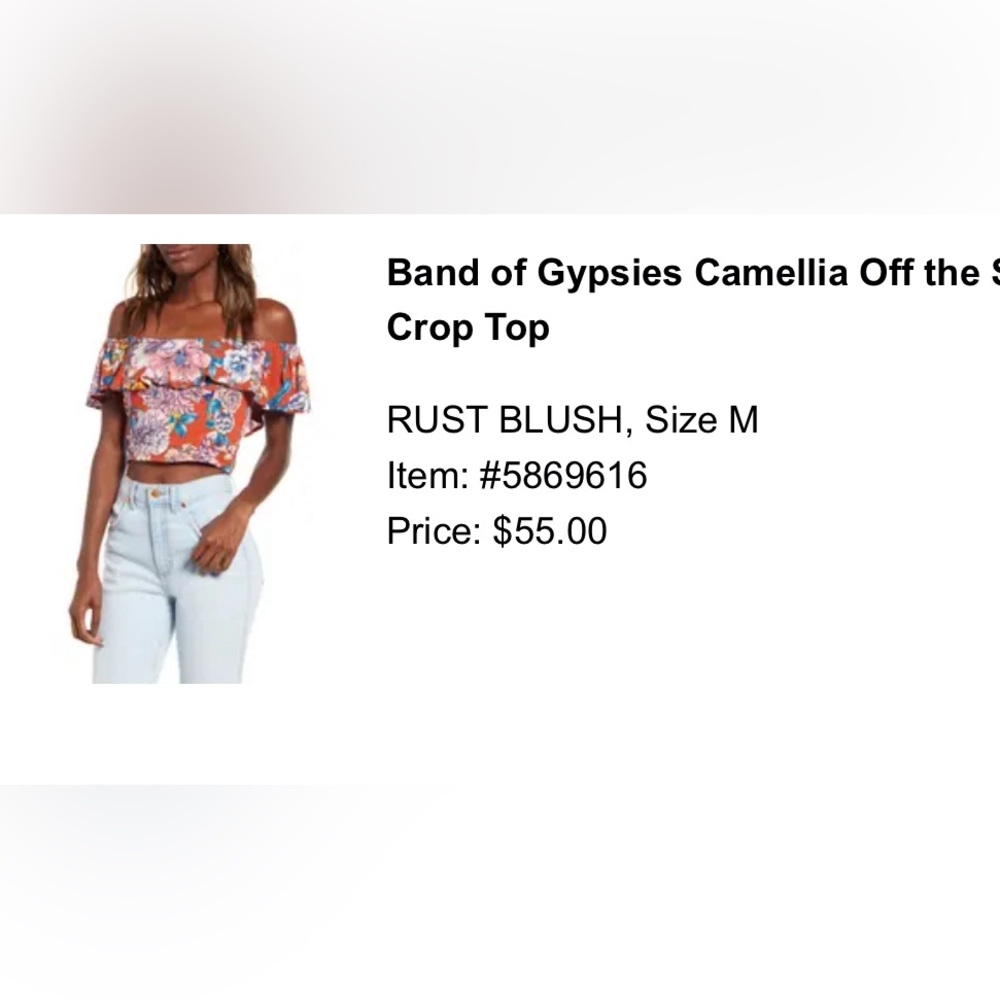 NWT Band of Gypsies crop top